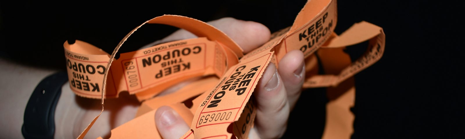 Picture of Tickets for a drawing.