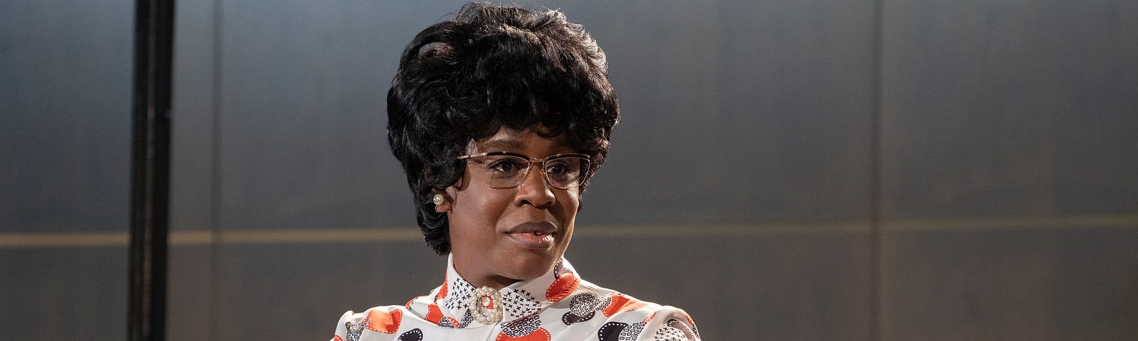 A photo of Uzo Aduba as Shirley Chisholm on an episode of “Mrs. America.”