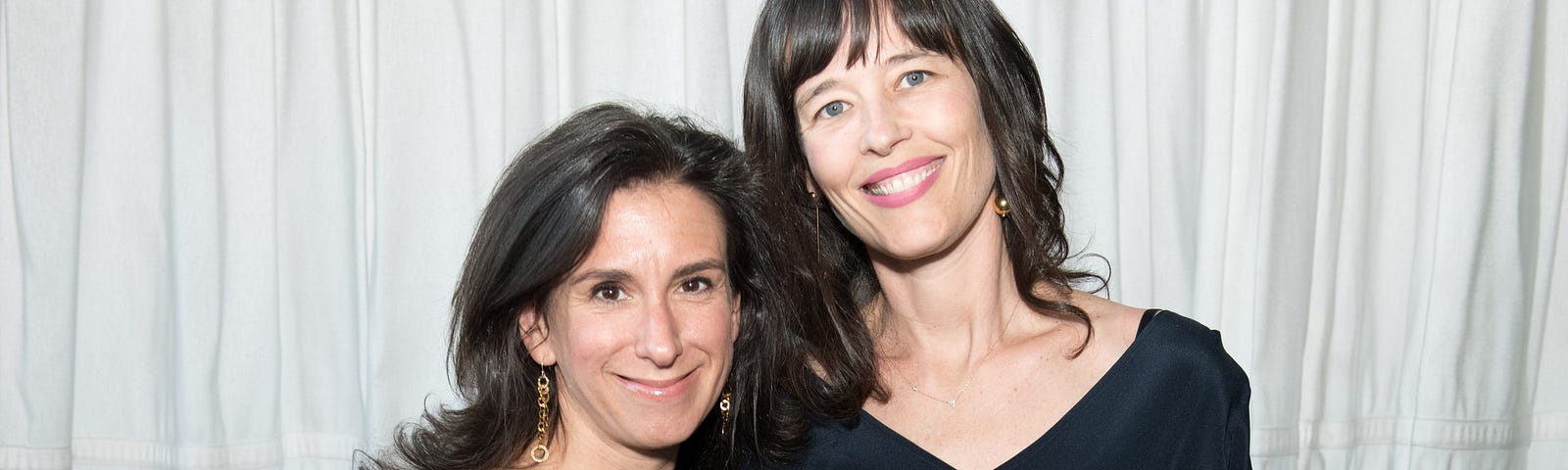 Investigative journalists Jodi Kantor and Megan Twohey pose for a photo at the Brilliant Minds Initiative dinner in 2018.