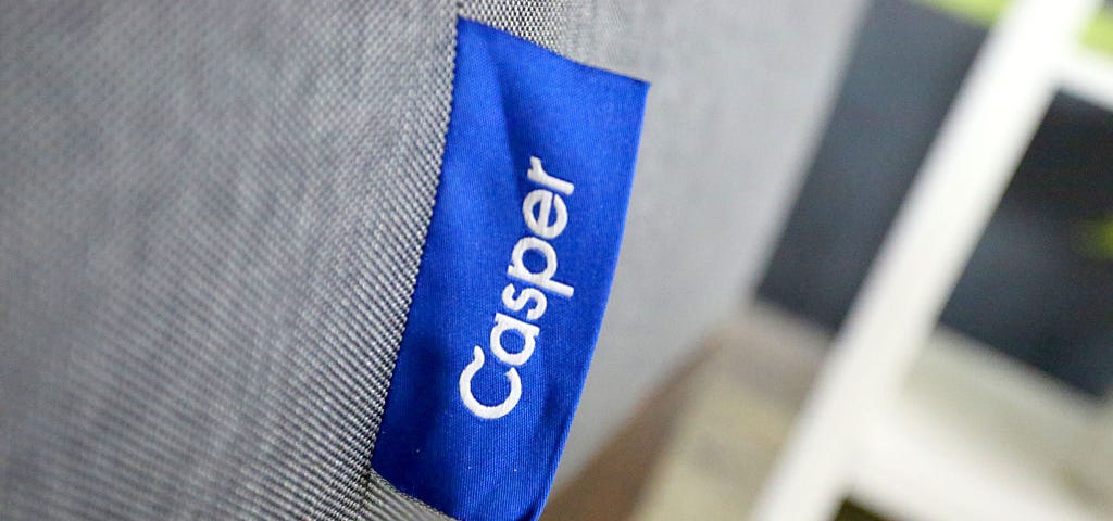 A photo of the Casper tag on a mattress.