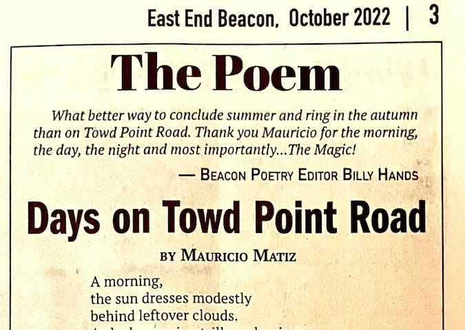 Scan of poem from the East End Beacon newspaper, October 2022 issue.