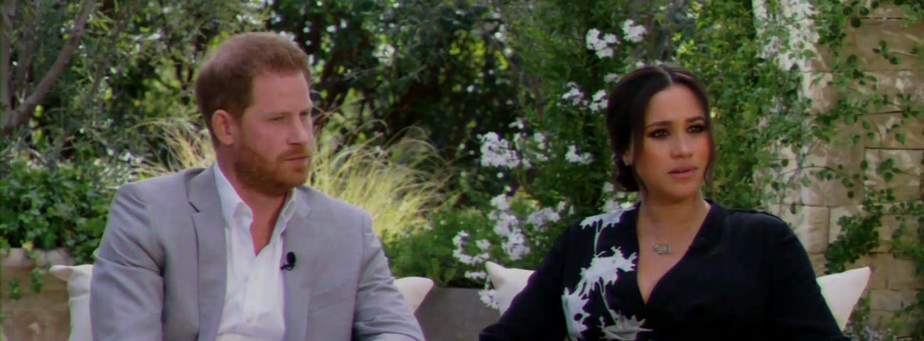 Prince Harry and Meghan Markle speaking to Oprah Winfrey.