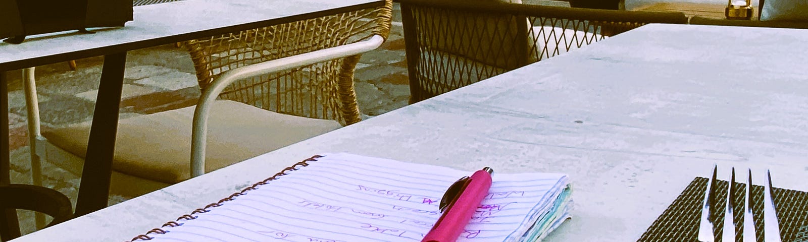 Writing in a cafe in Montenegro