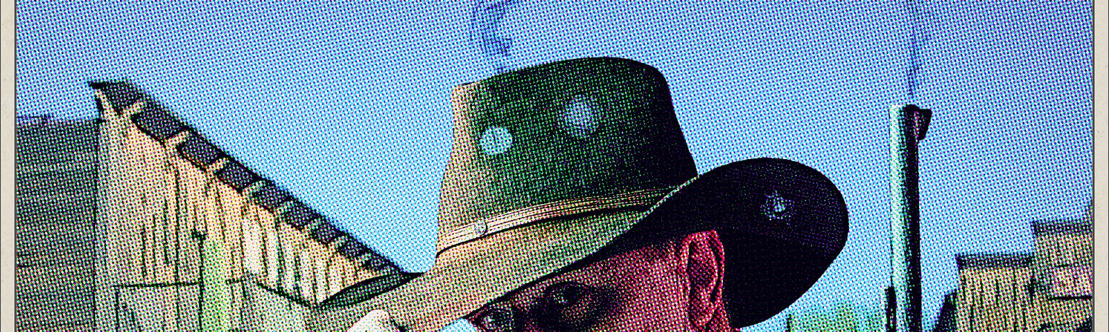 Gunman with bullet holes in hat