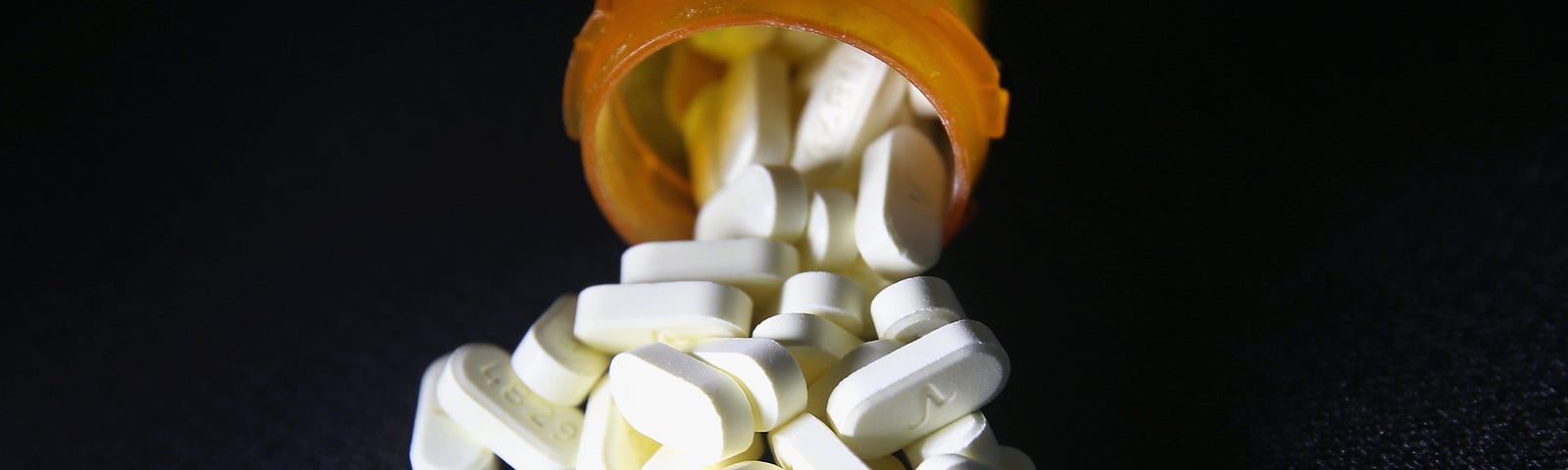 Oxycodone pain pills prescribed for a patient with chronic pain lie on display