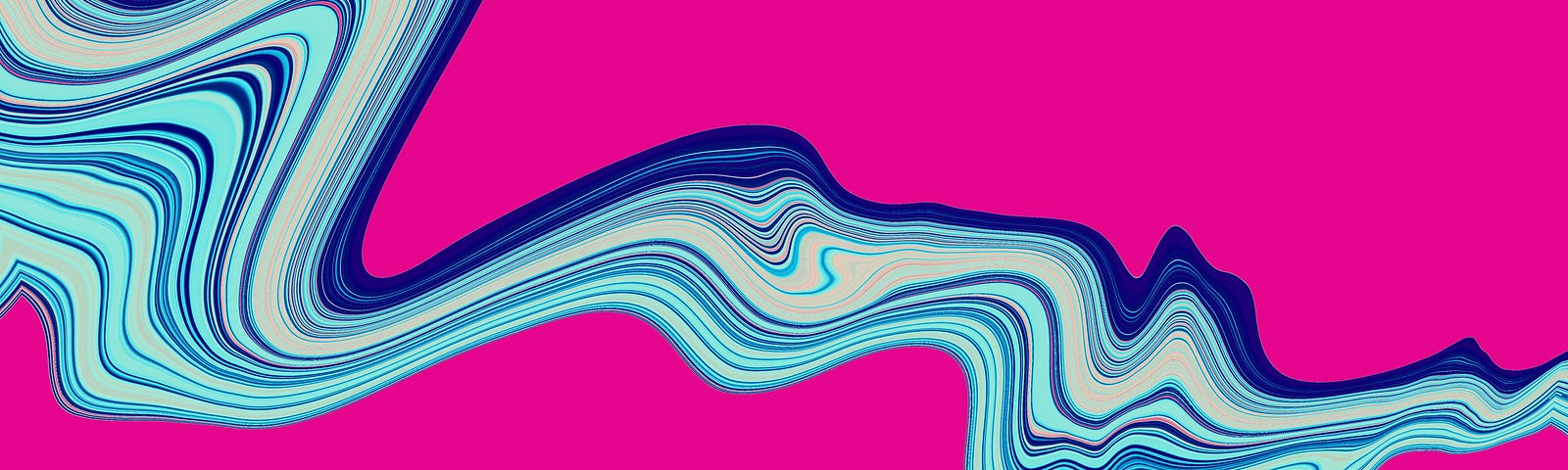 Abstract blue wave fractal on isolated magenta background for creative design.
