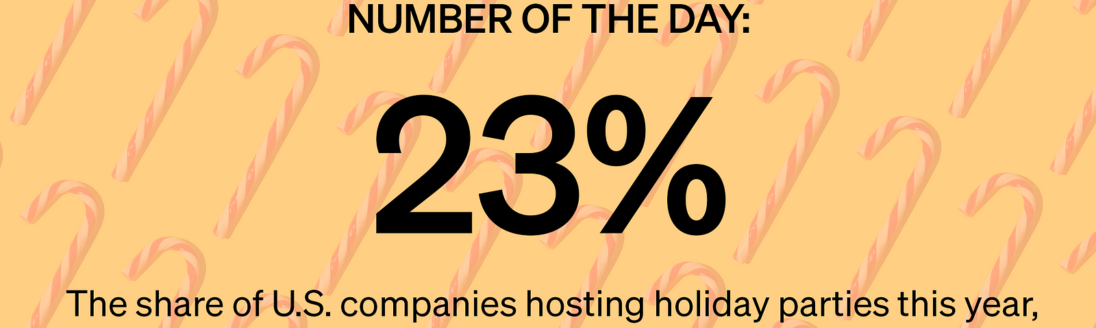 23% The share of U.S. companies hosting holiday parties this year, three out of four of which are doing so virtually.