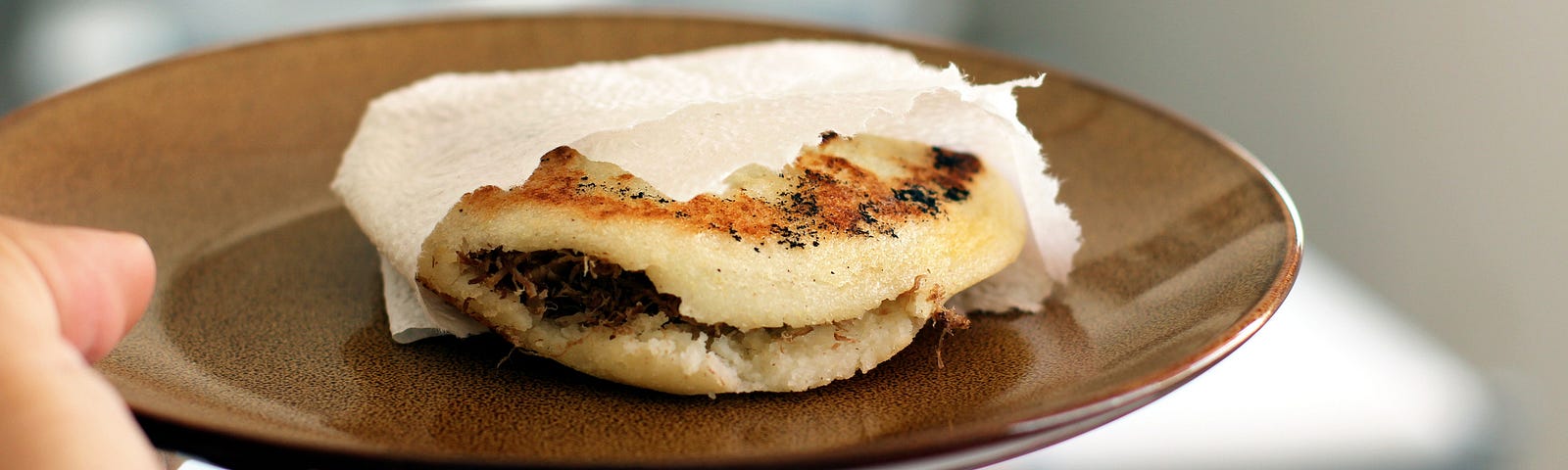 A photo of an arepa.