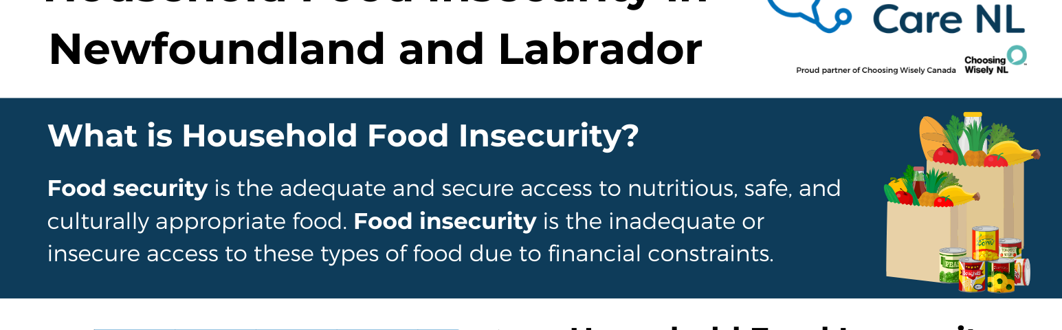 Infographic titled Household Food Insecurity in Newfoundland and Labrador