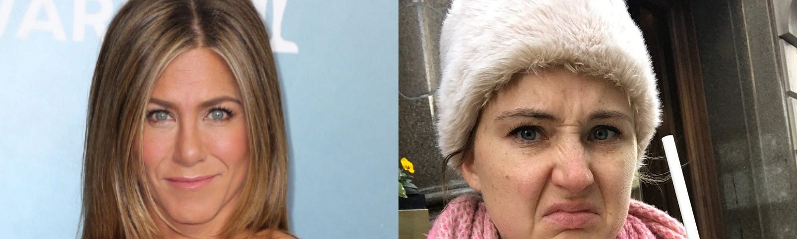 Jennifer Aniston (left) and Rachel Hosie (right).