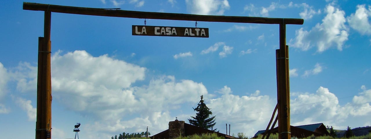 Photograph of La Casa Alta, provided by the author. Blue skies and beauty.
