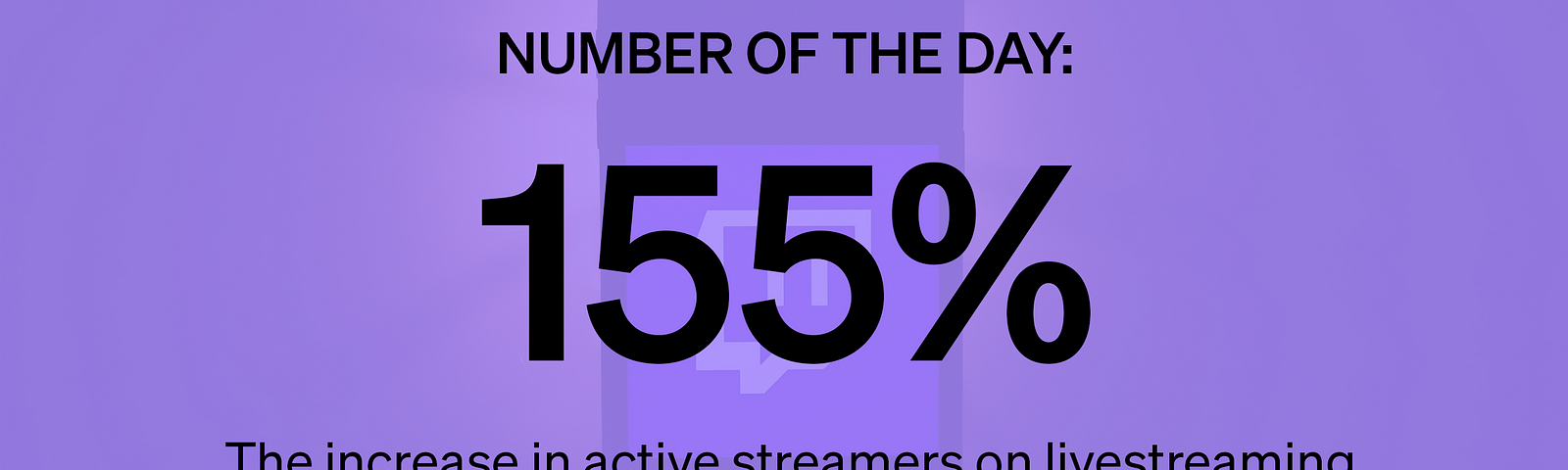 Marker # of the Day — 155% The increase in active streamers on livestreaming platform Twitch in 2020 Source: Twitchtracker