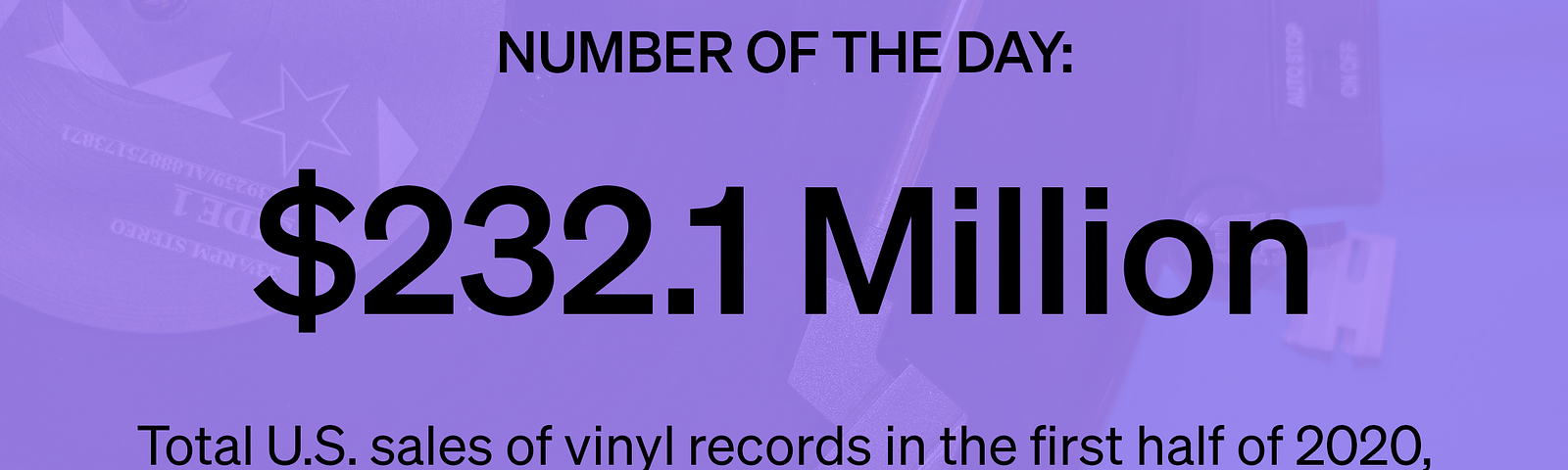 $232.1 Million —Total U.S. sales of vinyls in the first half of 2020, which topped CD sales for the 1st time since 1980s