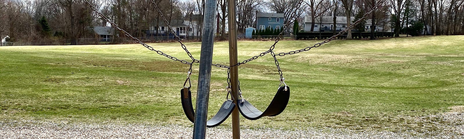 Two swings tangled together.