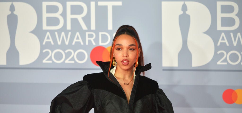 FKA Twigs at the BRIT Awards 2020 red carpet.