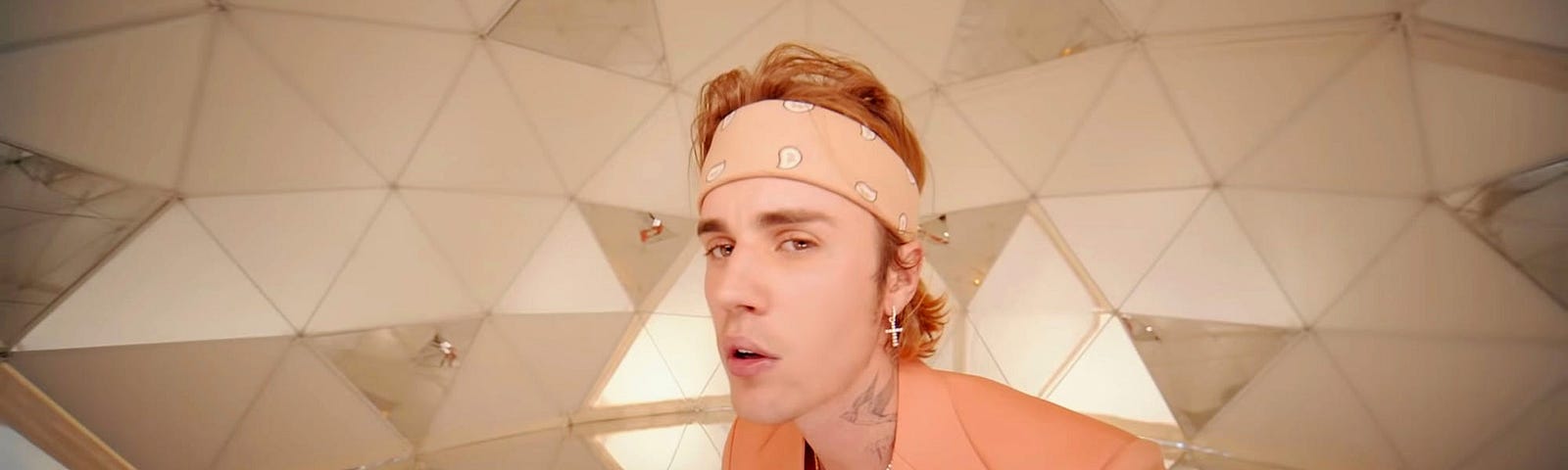 Justin Bieber in the music video for “Peaches.”