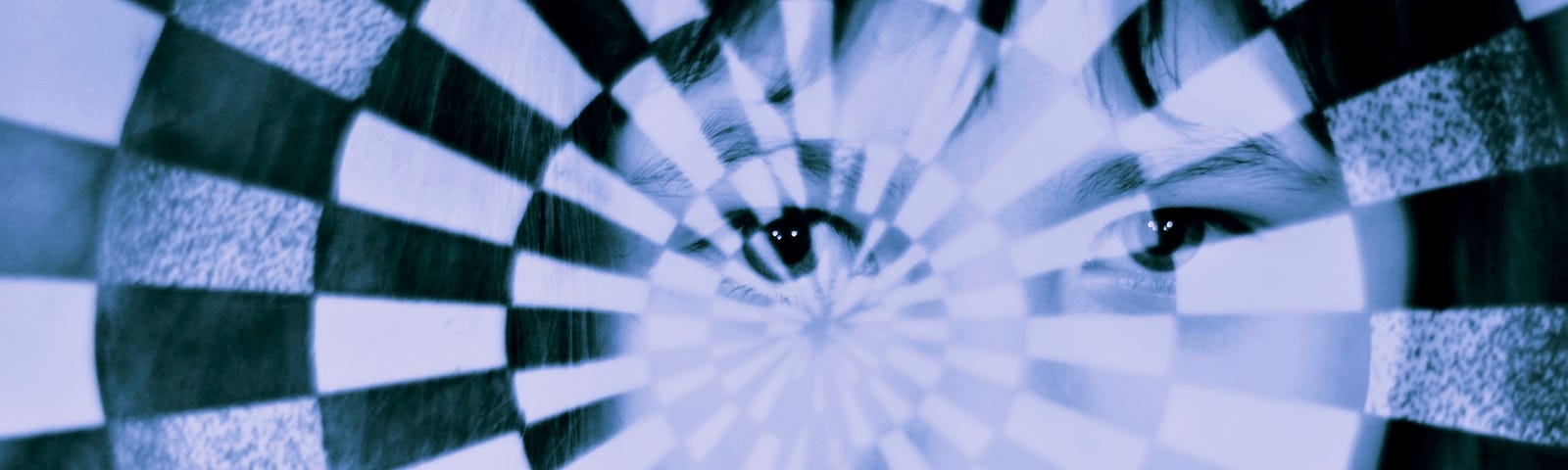 Closeup of young girl’s eye with concentric circles pattern.