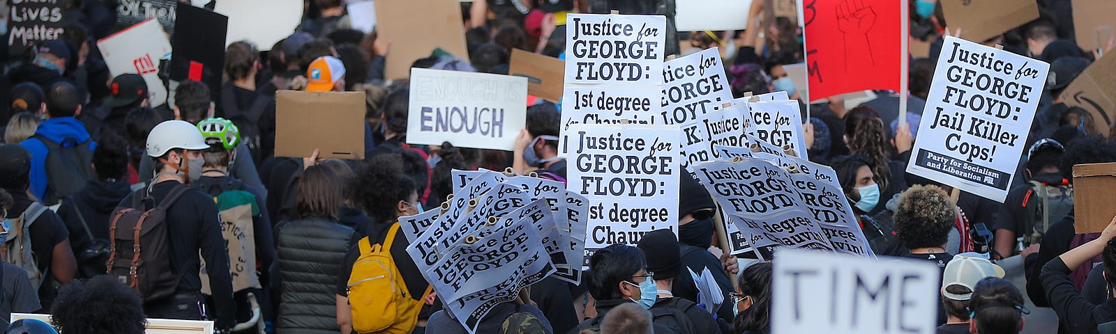 Hundreds of protesters in Dudley Square demand justice for George Floyd in Downtown Crossing in Boston on May 31, 2020.