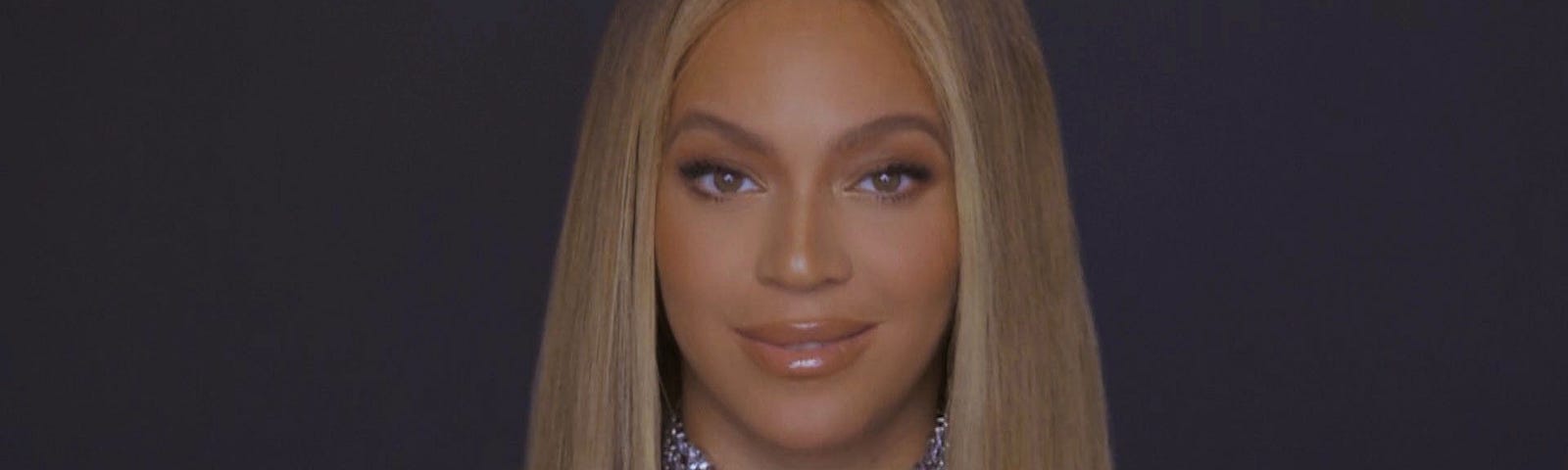 Screenshot of Beyonce during the 2020 BET Awards.