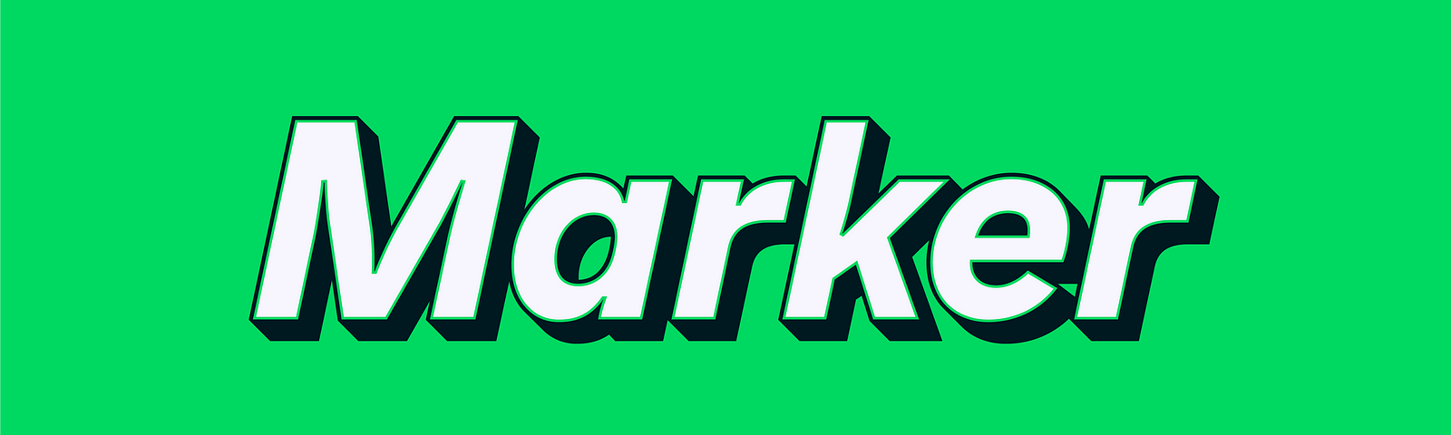 An illustrated logo of the word “Marker”.