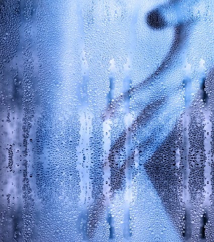 body naked skin hand shower condensation blue filter