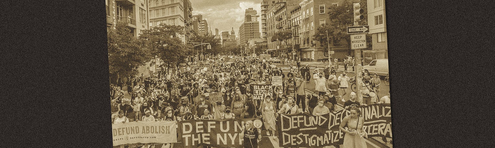 A New York City protest to Defund the Police.