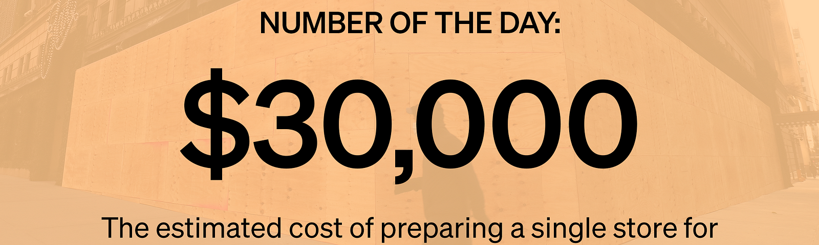 $30,000 — The estimated cost of preparing a single store for possible election-related unrest. Source: Bloomberg