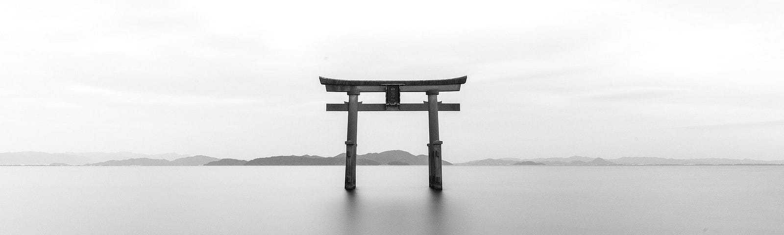 Shinto torii gate in the sea.