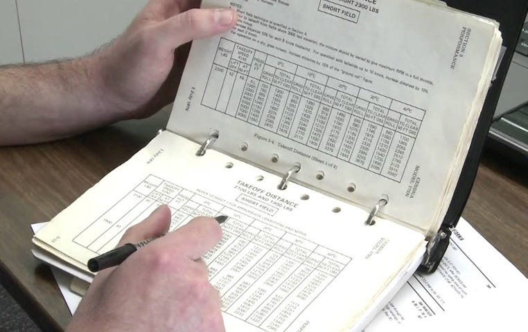 Photo of aircraft calculation booklet.