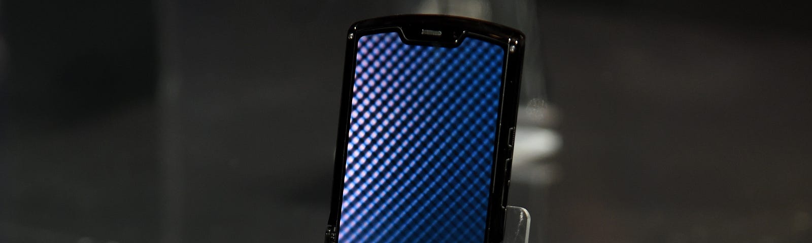 The new Razr phone is displayed during the unveiling of the Razr as a reinvented icon.