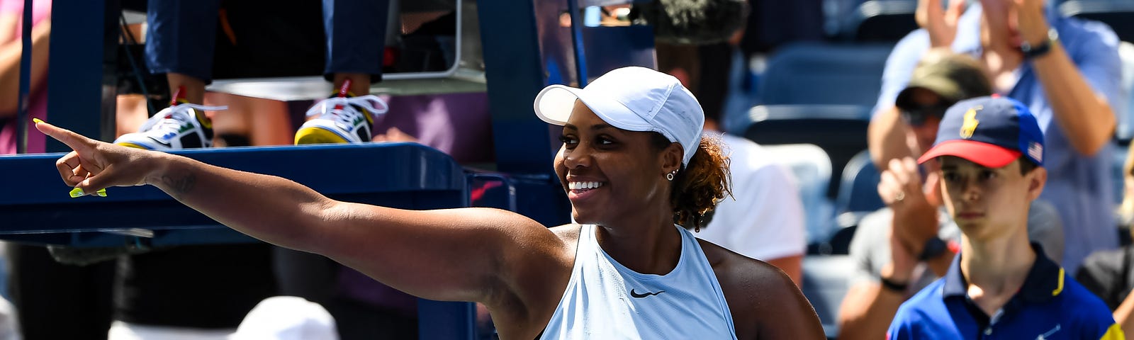 A photo of Taylor Townsend celebrating her victory.