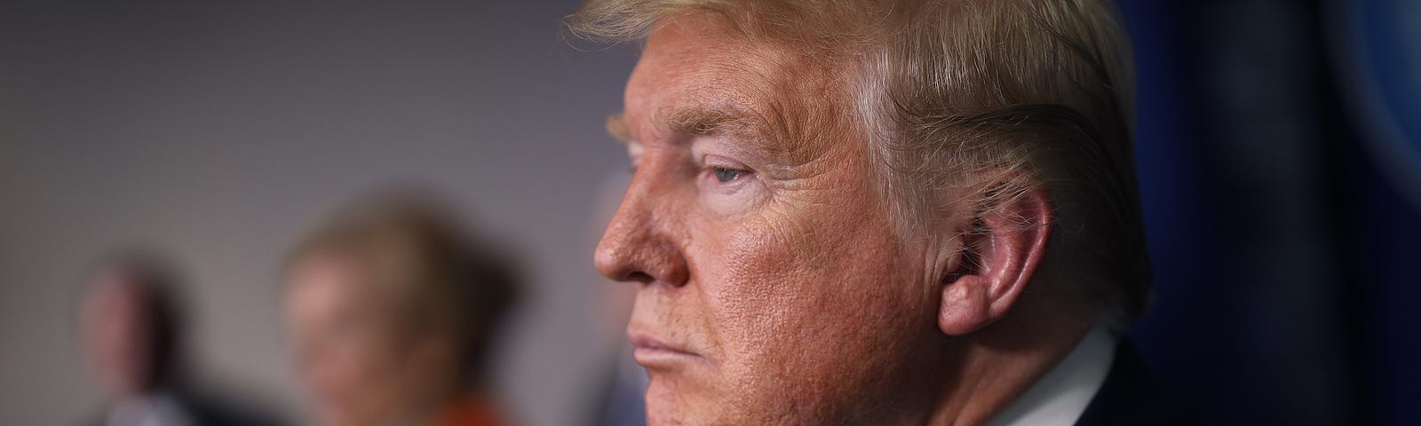 Donald Trump listens to White House coronavirus response coordinator Deborah Birx during a Coronavirus Task briefing.