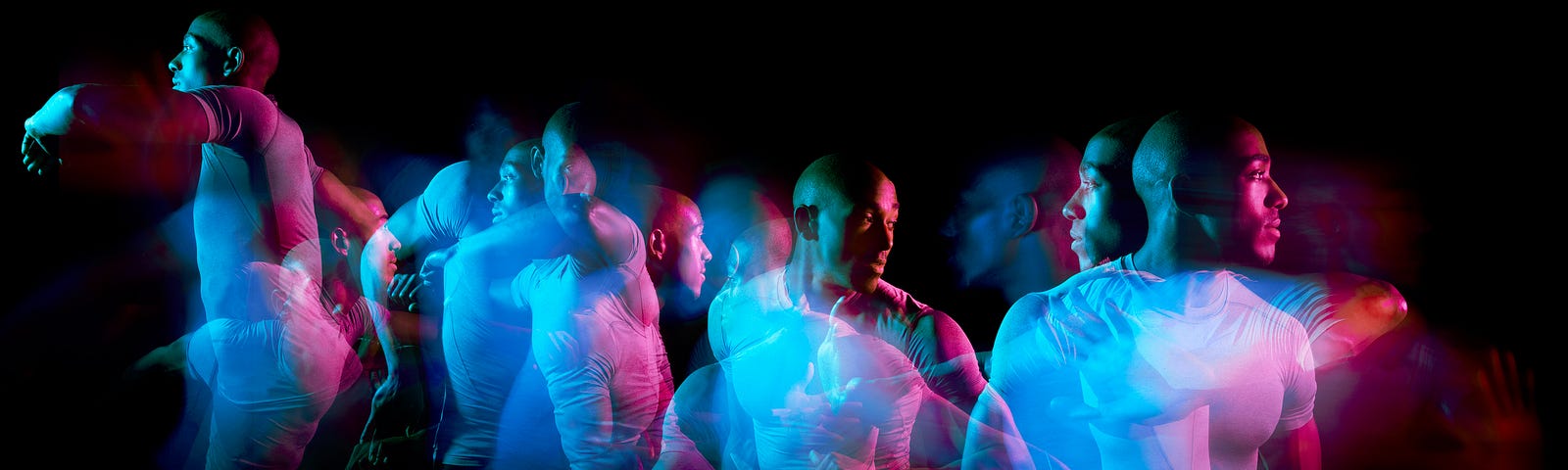 Multiple exposure shot of a man moving around.