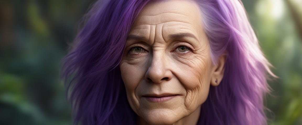 Lady with purple hair.