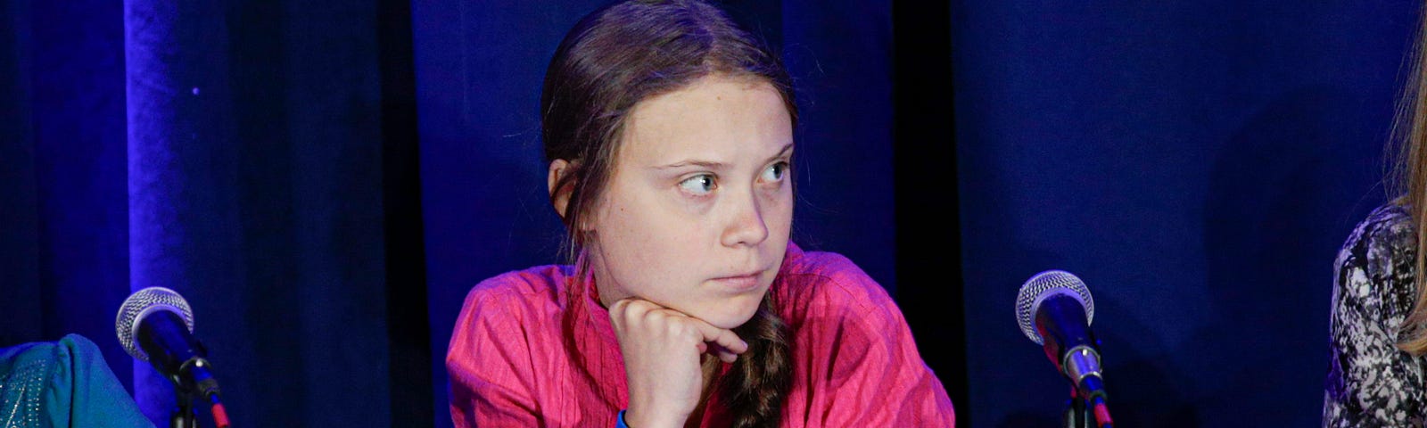 A photo of Greta Thunberg.