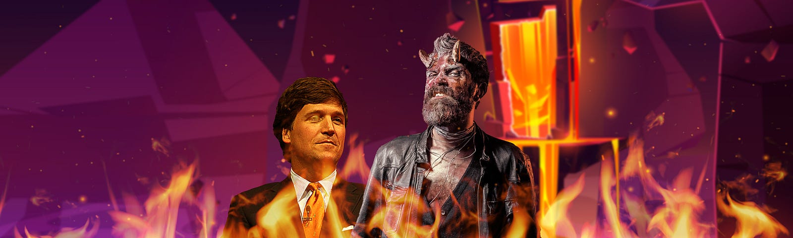 Tucker Carlson and Lucifer broadcast from hell