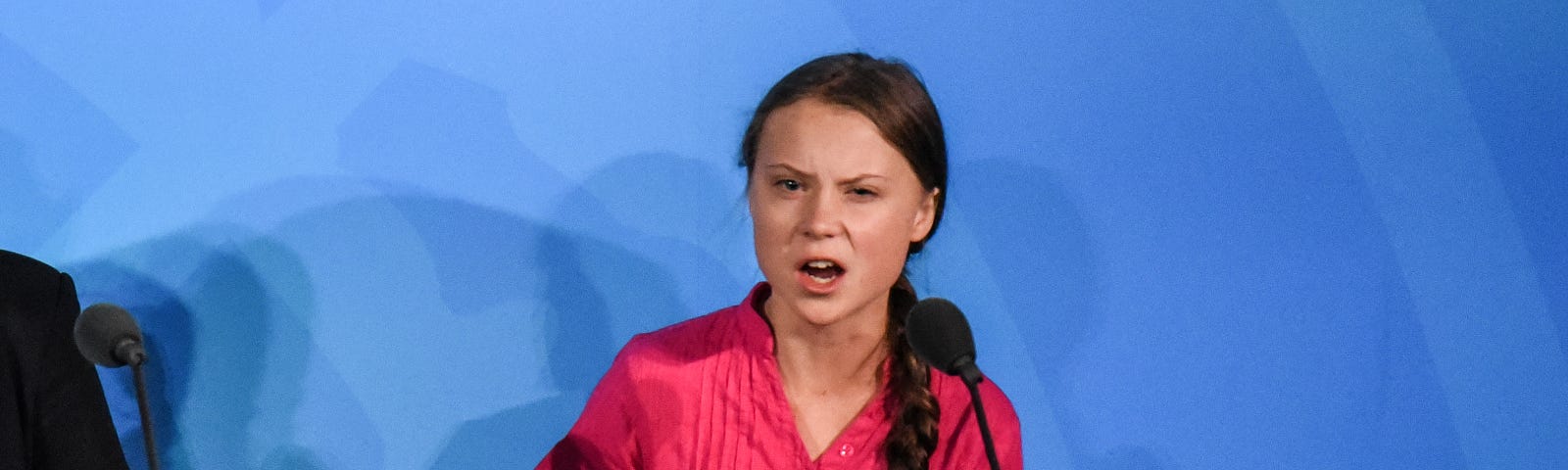 A photo of Greta Thunberg at the Climate Action Summit.