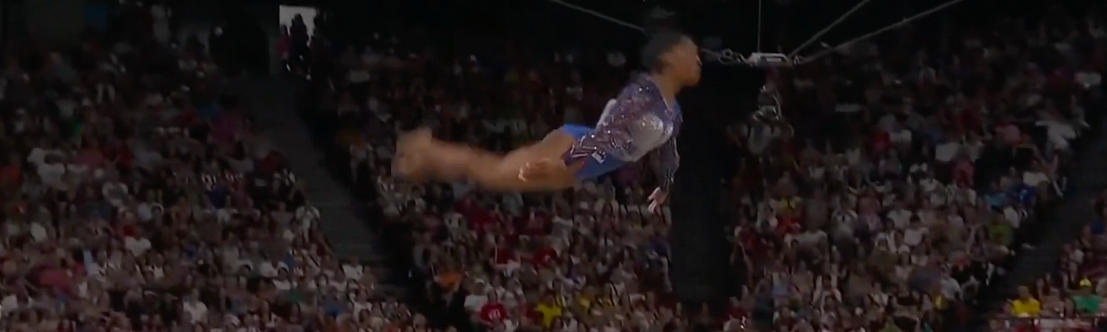 Simone Biles floor pass. 2024 Summer Olympics. Image NBC/Peacock.