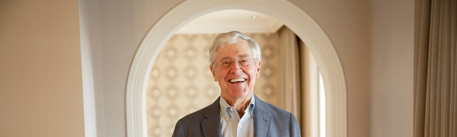 Charles Koch stands for a portrait after an interview with the Washington Post