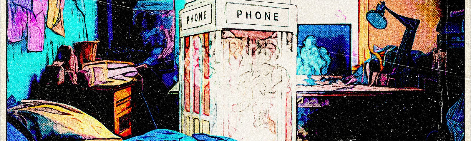 Phone booth in bedroom with weed smoke bellowing out