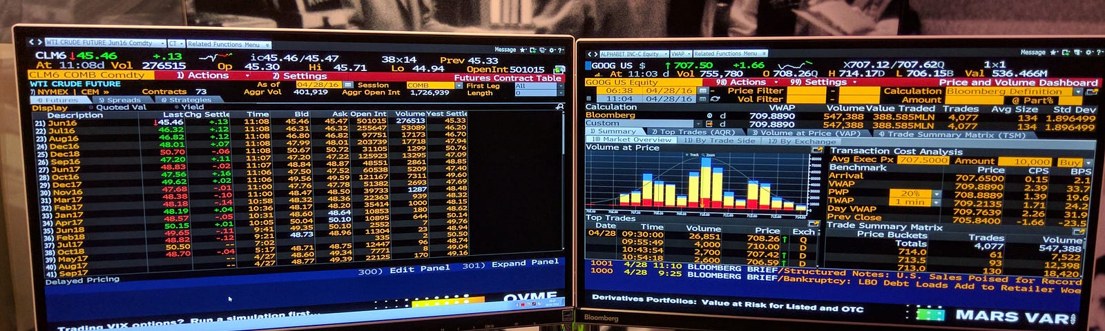 A Bloomberg Terminal on a desk.