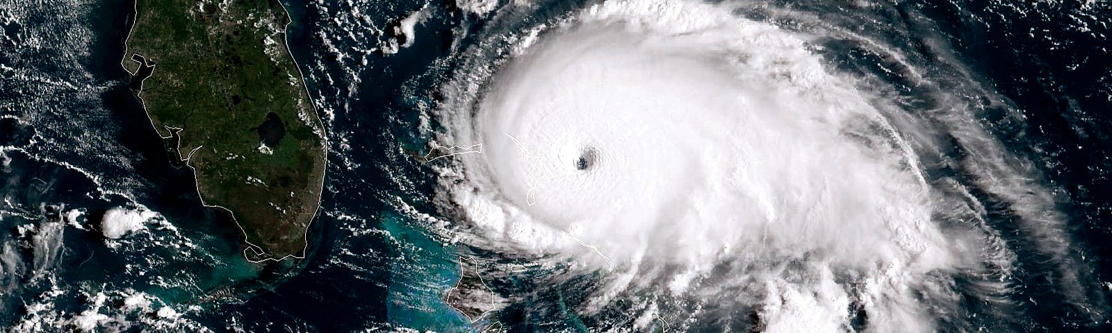 A NOAA GOES-East satellite handout image of Hurricane Dorian (Cat. 5 storm) tracking towards the Florida taken Sept 1, 2019.