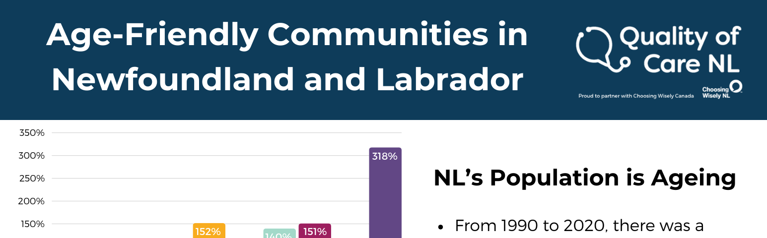 An infographic titled Age-Friendly Communities in Newfoundland and Labrador