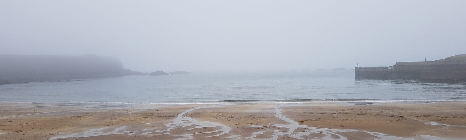 Eyemouth bay enshrouded in mist
