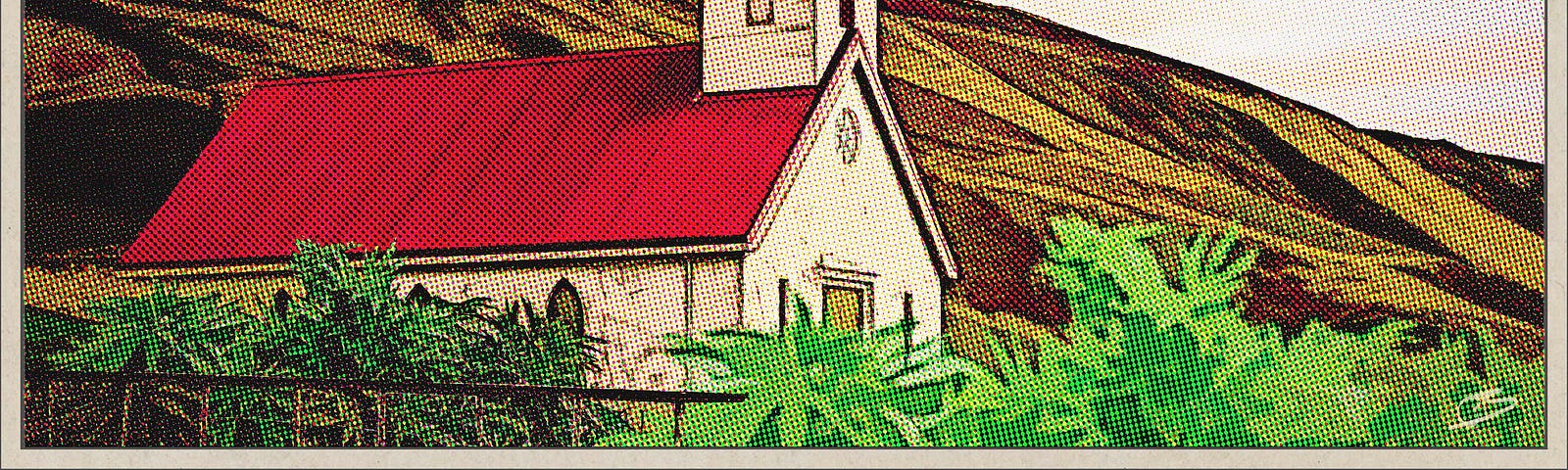 Church surrounded by marijuana plants