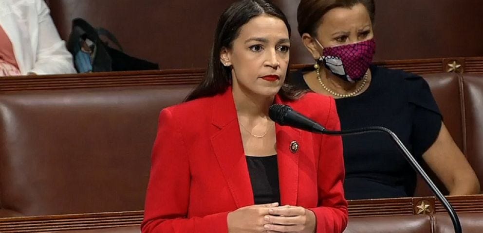 Screencap of AOC addressing Yoho’s remarks.