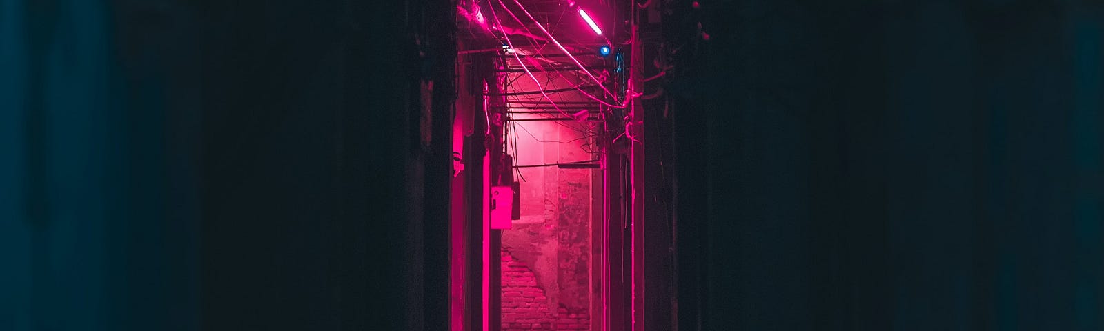 A door way in red light.