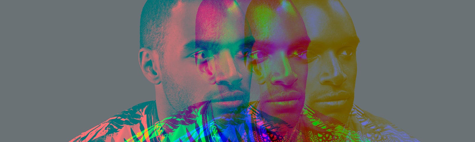 A multiple exposure photo of a Black man.