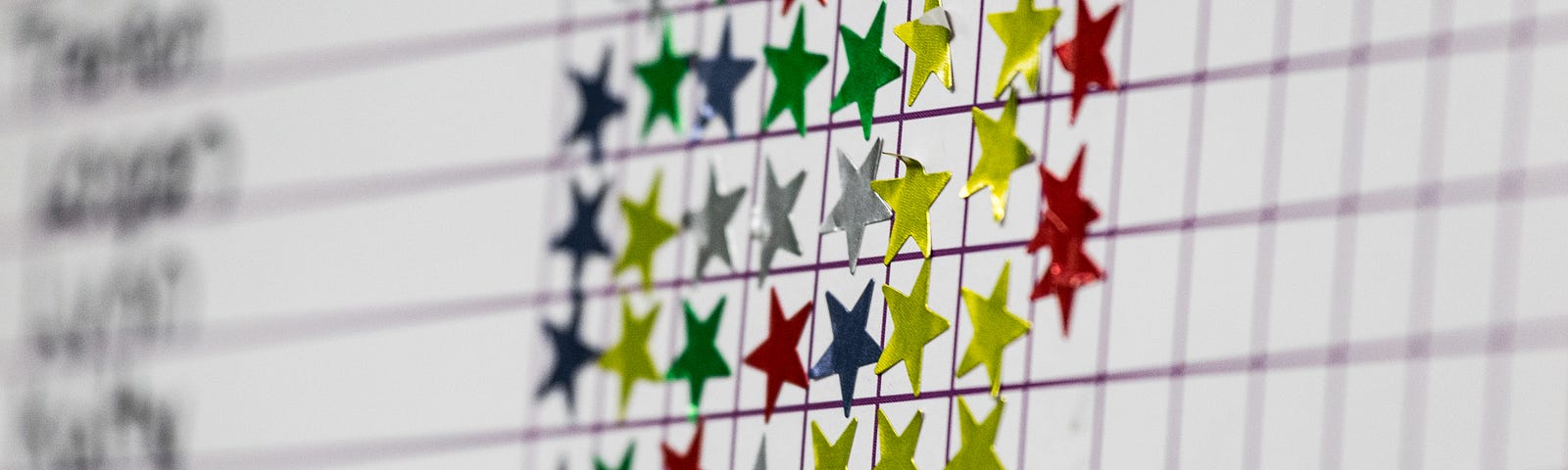 A closeup of a star sticker award progress chart.