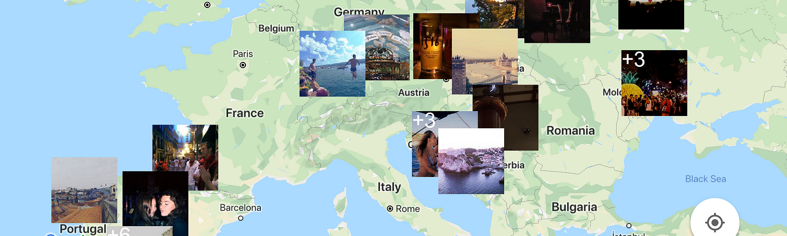 Clusters of Instagram images as Google Map Markers.